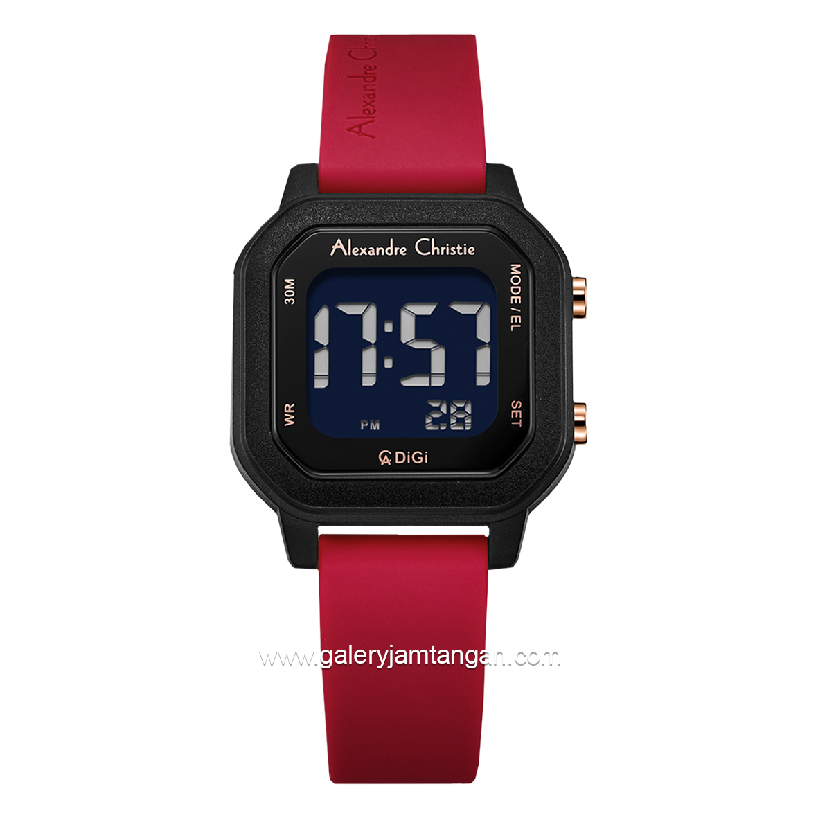 Alexandre Christie AC 9365 LH Digital Red Black Rubber Strap