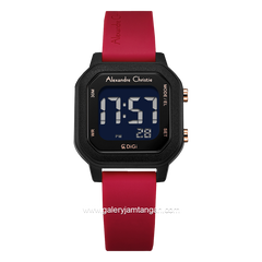 Alexandre Christie AC 9365 LH Digital Red Black Rubber Strap