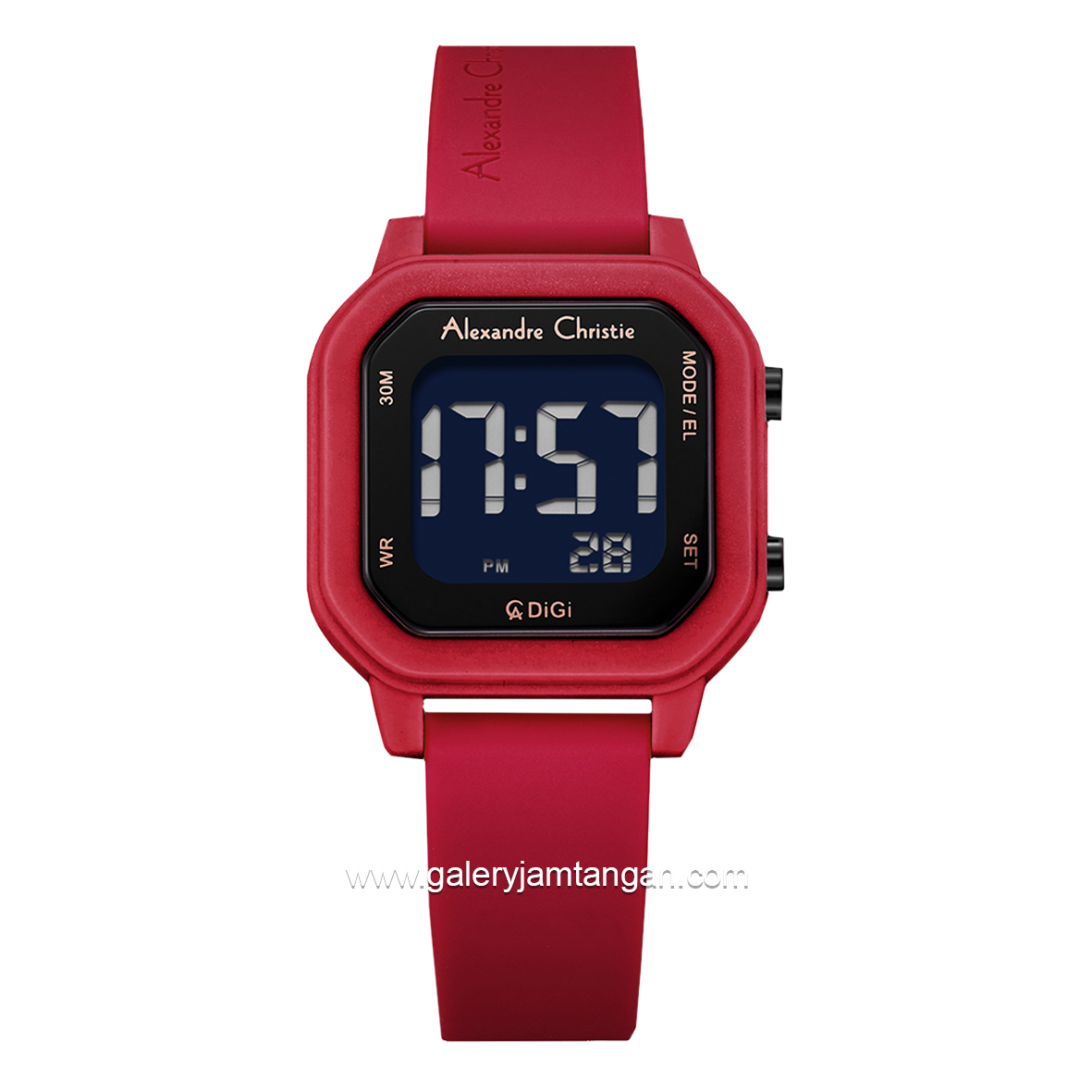 Alexandre Christie AC 9365 LH Digital Red Rubber Strap