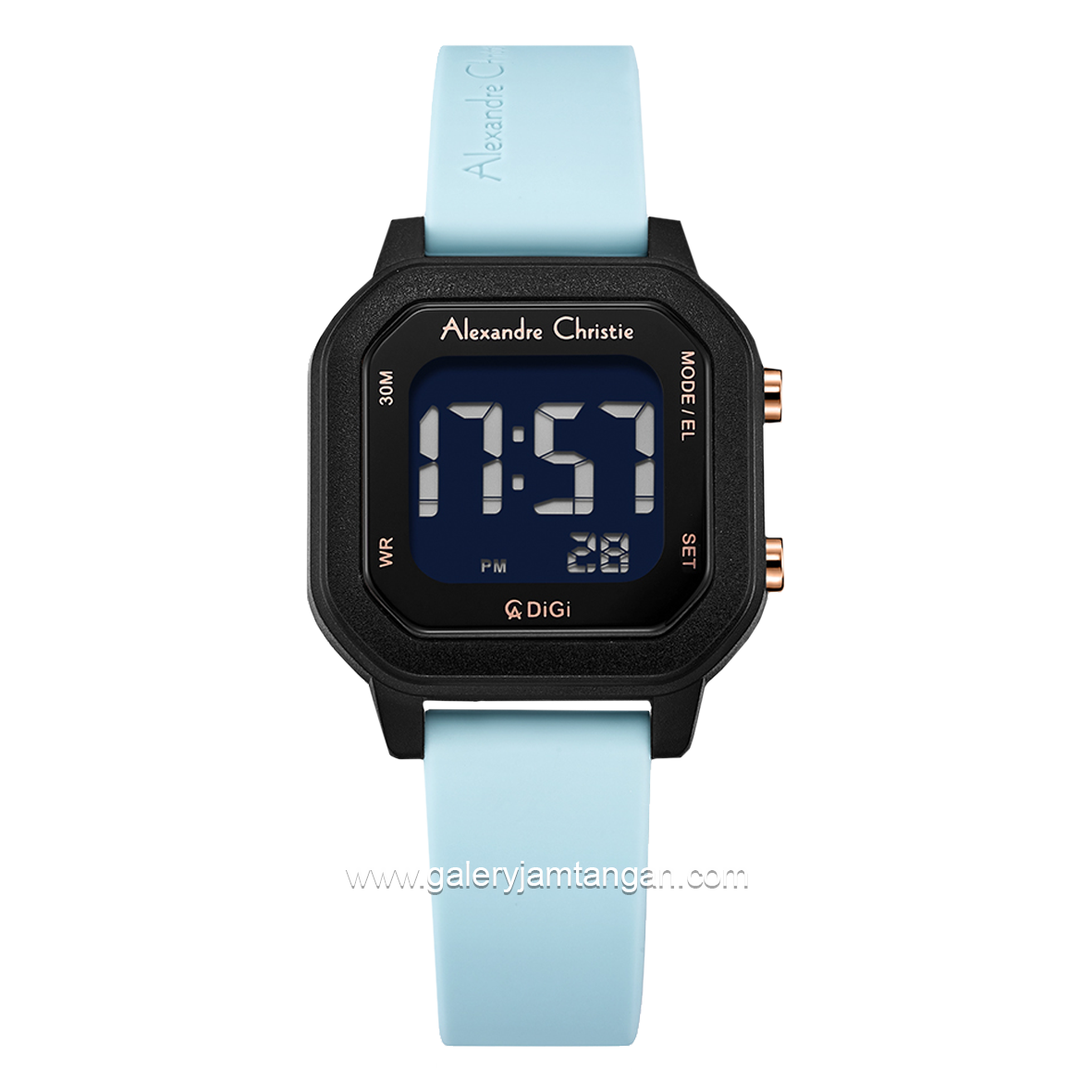 Alexandre Christie AC 9365 LH Digital Blue Black Rubber Strap