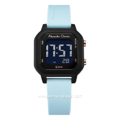 Alexandre Christie AC 9365 LH Digital Blue Black Rubber Strap