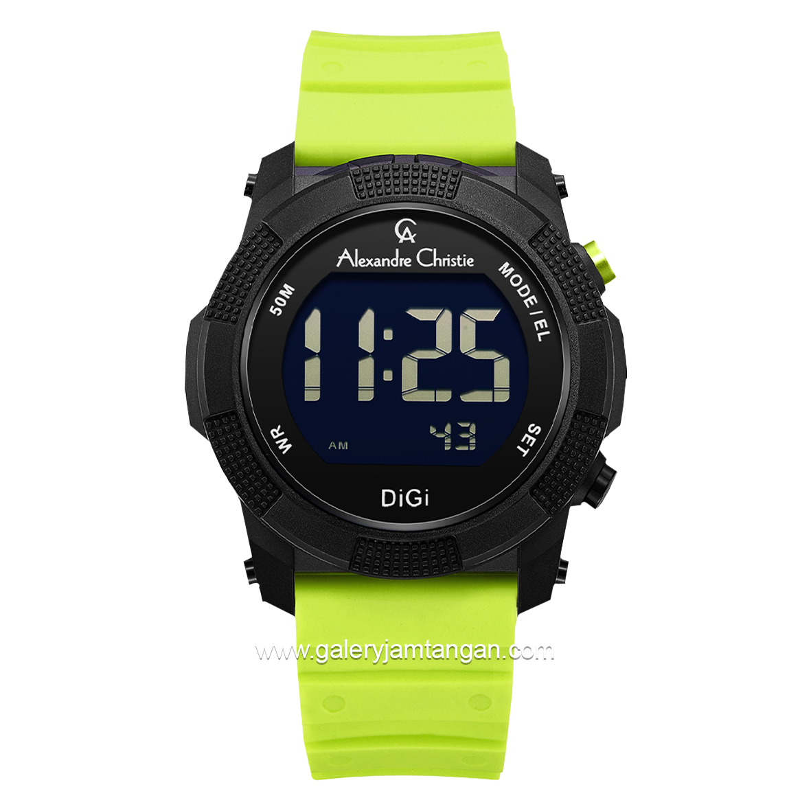 Alexandre Christie AC 9367 MH Lime Black Rubber Strap