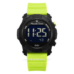 Alexandre Christie AC 9367 MH Lime Black Rubber Strap