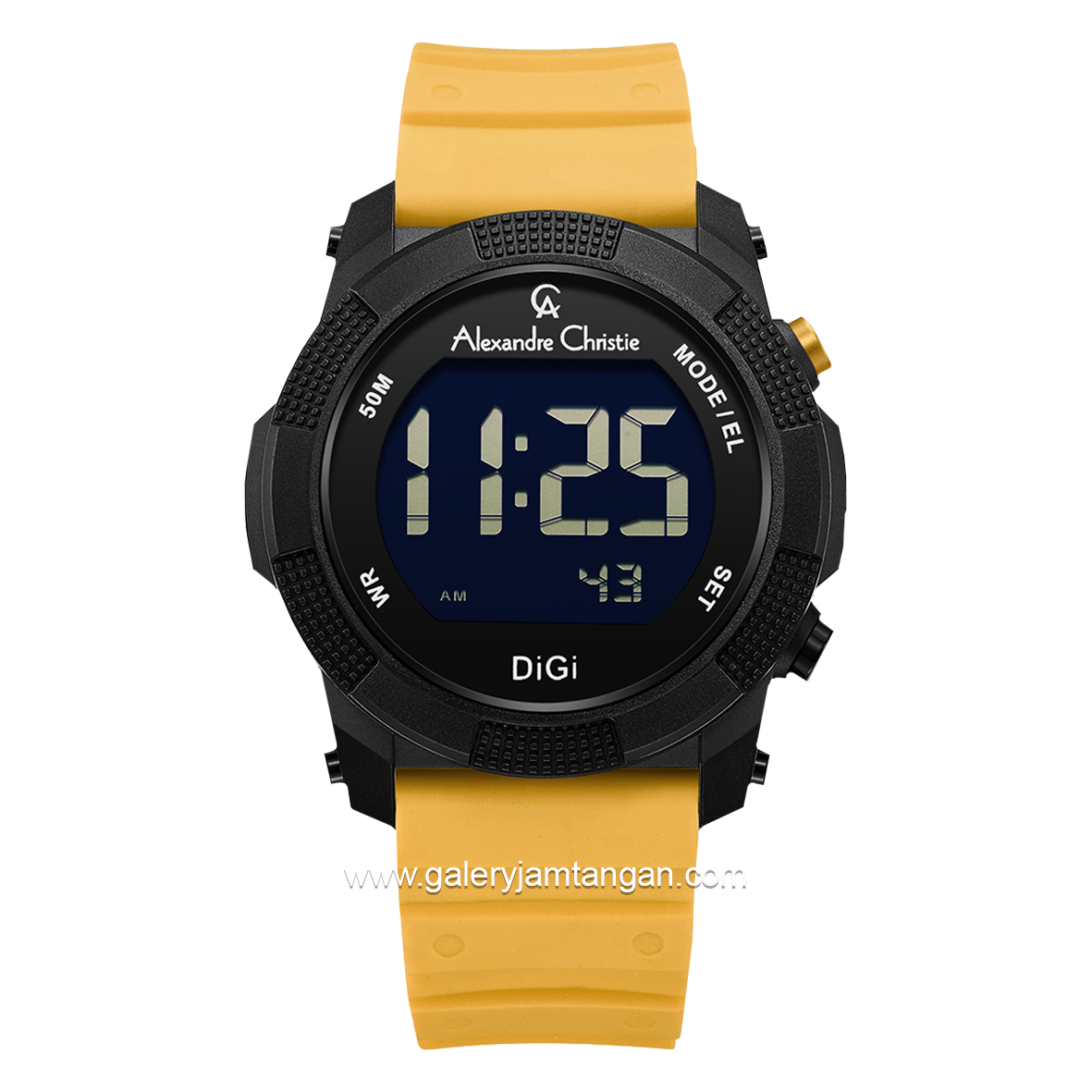 Alexandre Christie AC 9367 MH Yellow Black Rubber Strap