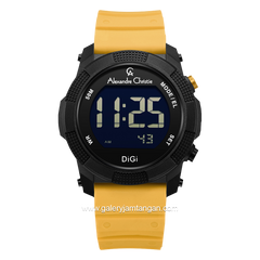 Alexandre Christie AC 9367 MH Yellow Black Rubber Strap