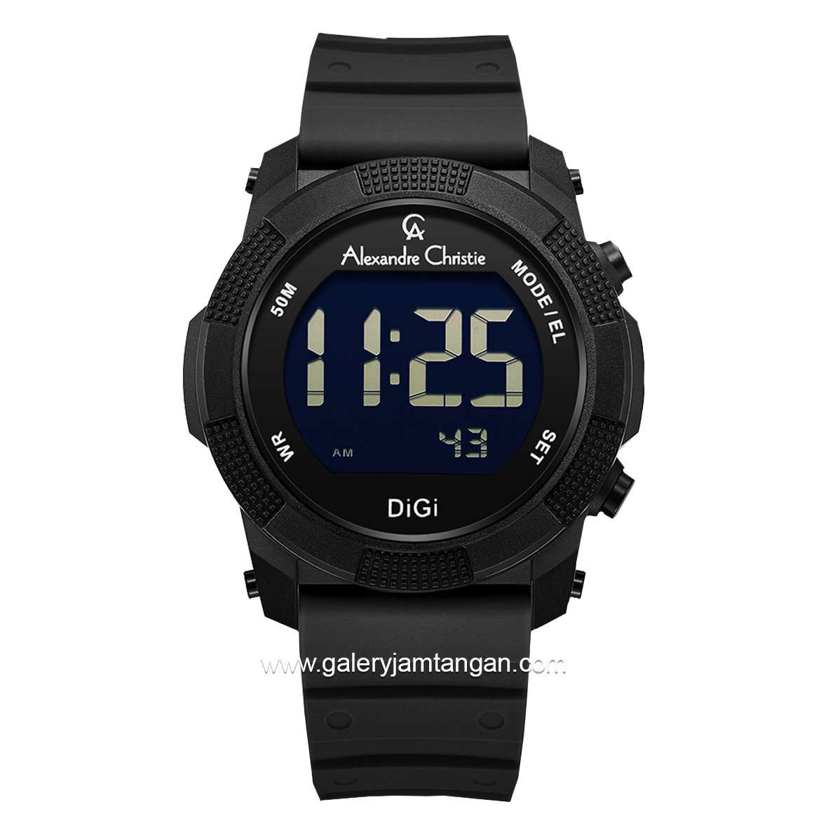 Alexandre Christie AC 9367 MH Full Black Rubber Strap