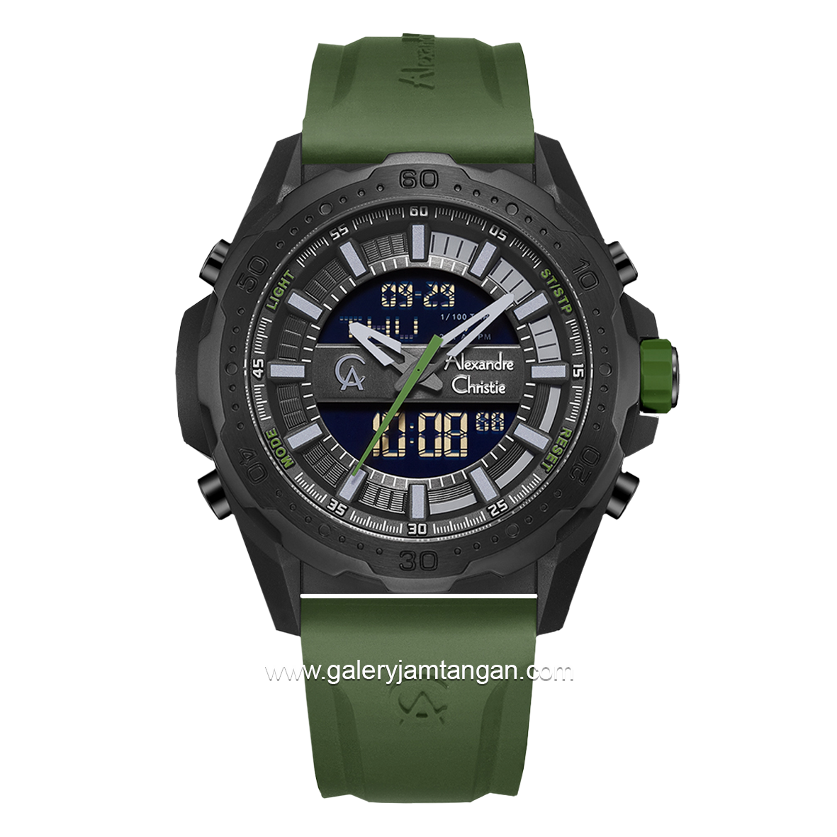 Alexandre Christie AC 9370 MH Army Black Rubber Strap