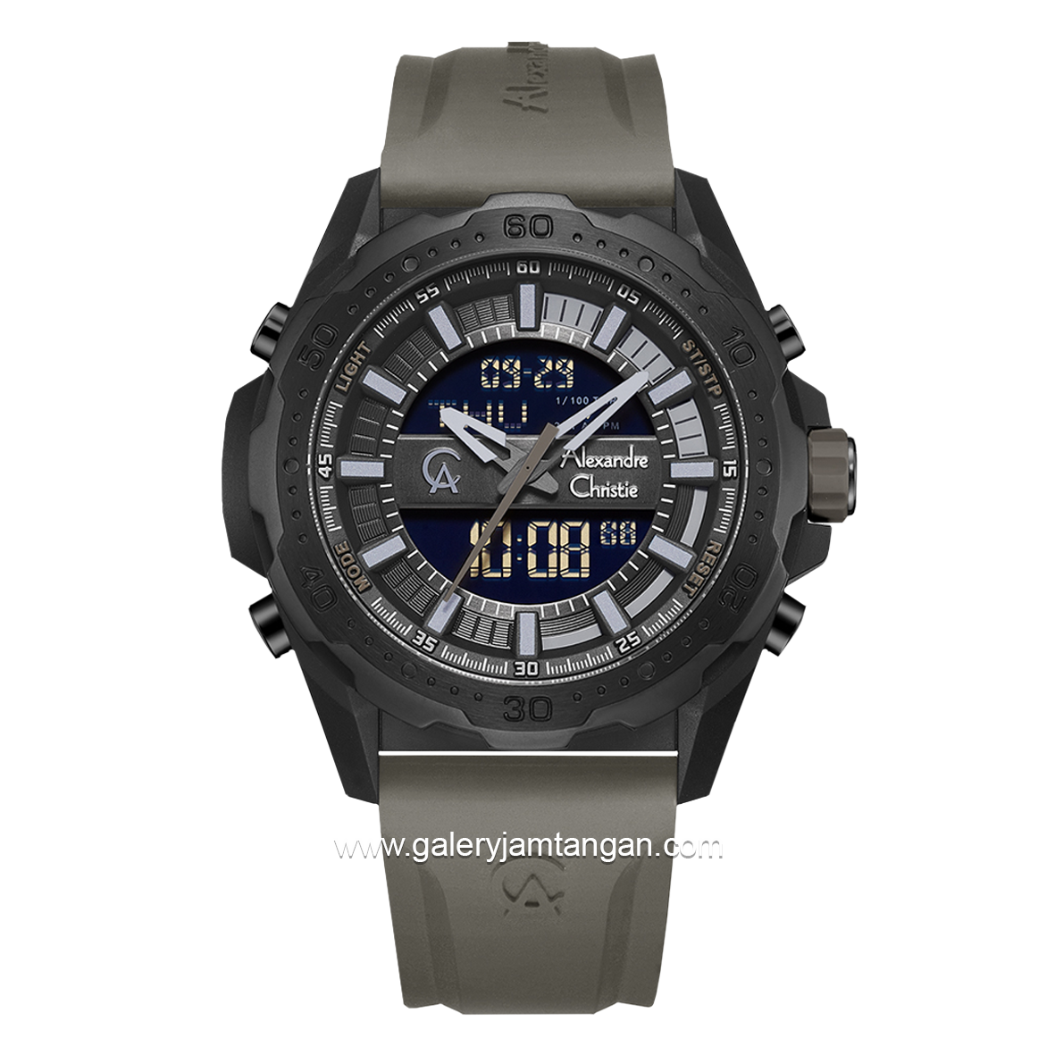 Alexandre Christie AC 9370 MH Grey Black Rubber Strap