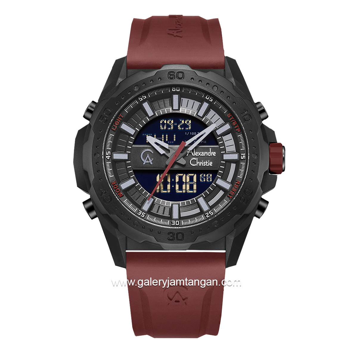 Alexandre Christie AC 9370 MH Red Black Rubber Strap
