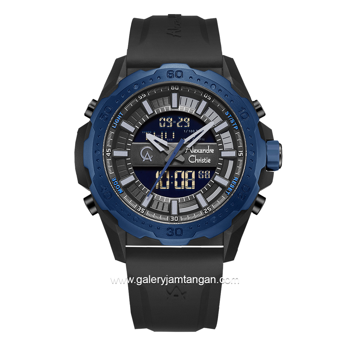 Alexandre Christie AC 9370 MH Black Ring Blue Rubber Strap