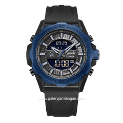 Alexandre Christie AC 9370 MH Black Ring Blue Rubber Strap