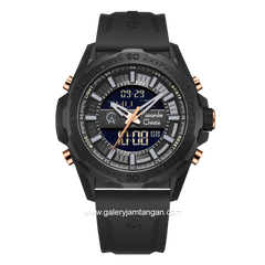Alexandre Christie AC 9370 MH Black List Rosegold Rubber Strap