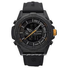 Alexandre Christie AC 9370 MH Black Crown Yellow Rubber Strap