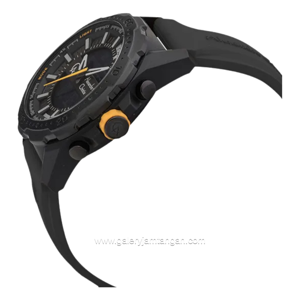Alexandre Christie AC 9370 MH Black Crown Yellow Rubber Strap