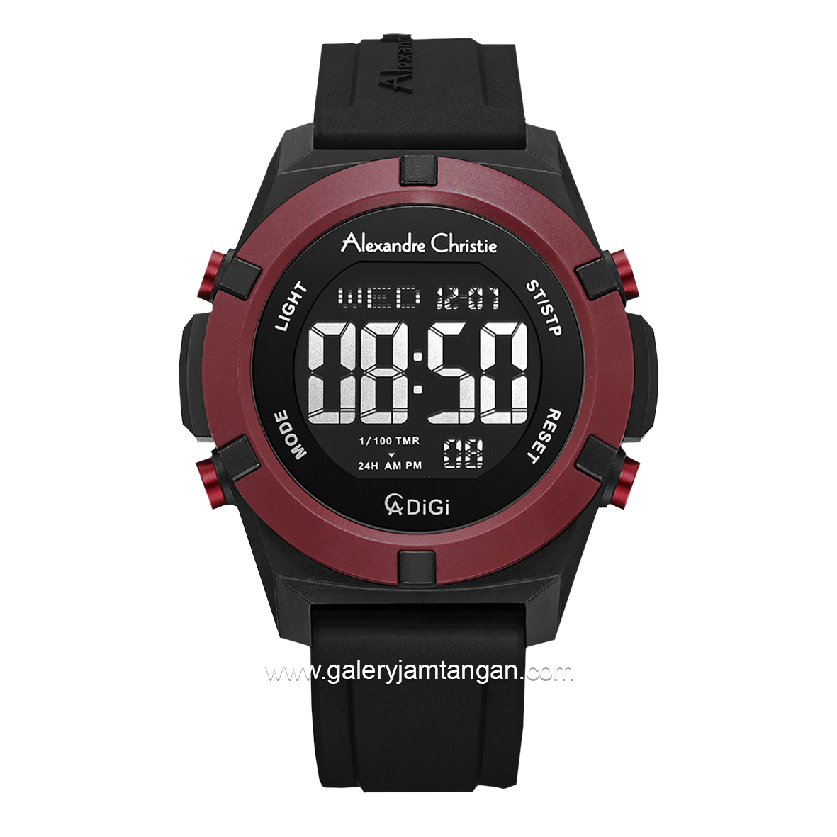 Alexandre Christie AC 9371 MH Black Red Rubber Strap