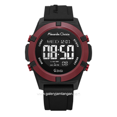 Alexandre Christie AC 9371 MH Black Red Rubber Strap