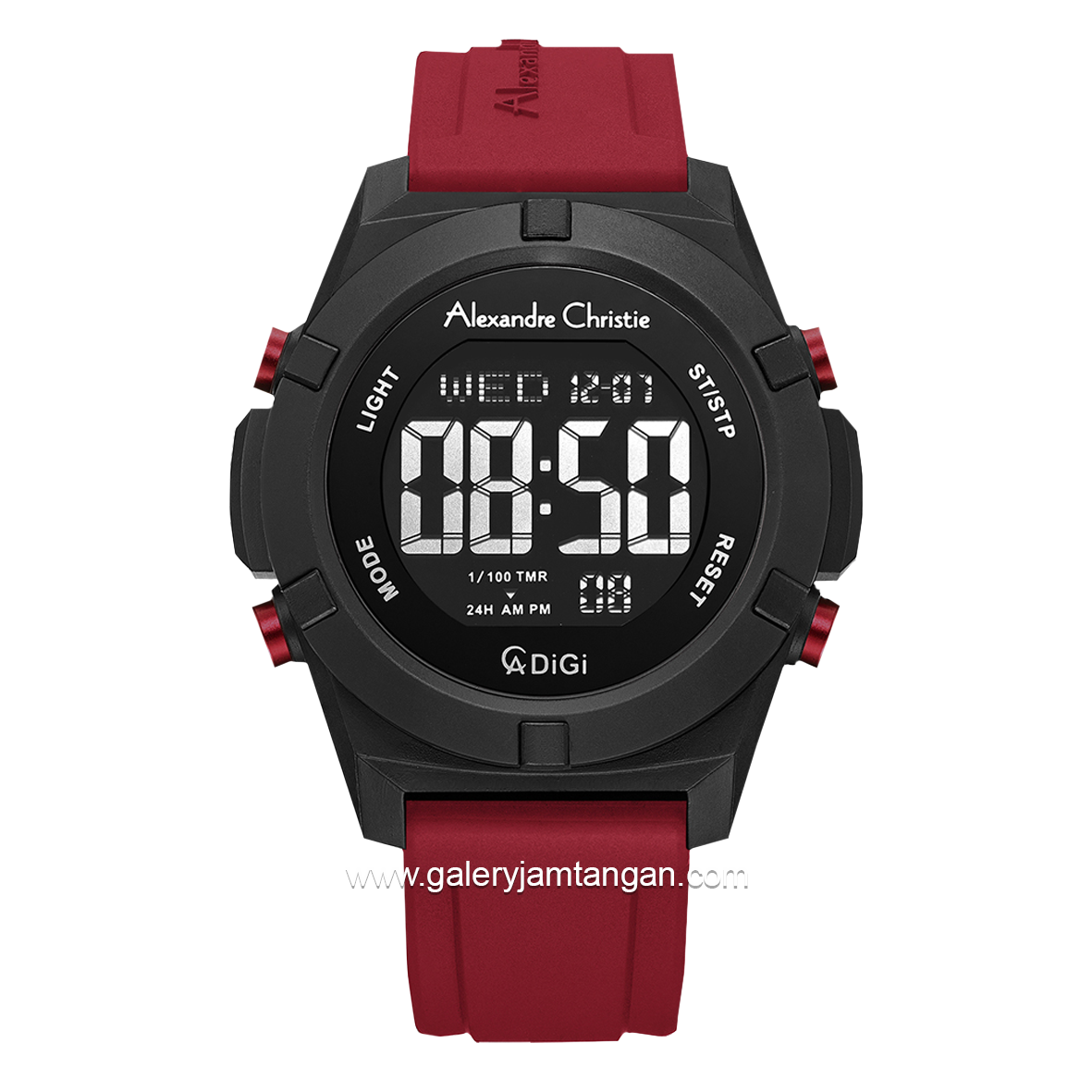Alexandre Christie AC 9371 MH Red Black Rubber Strap