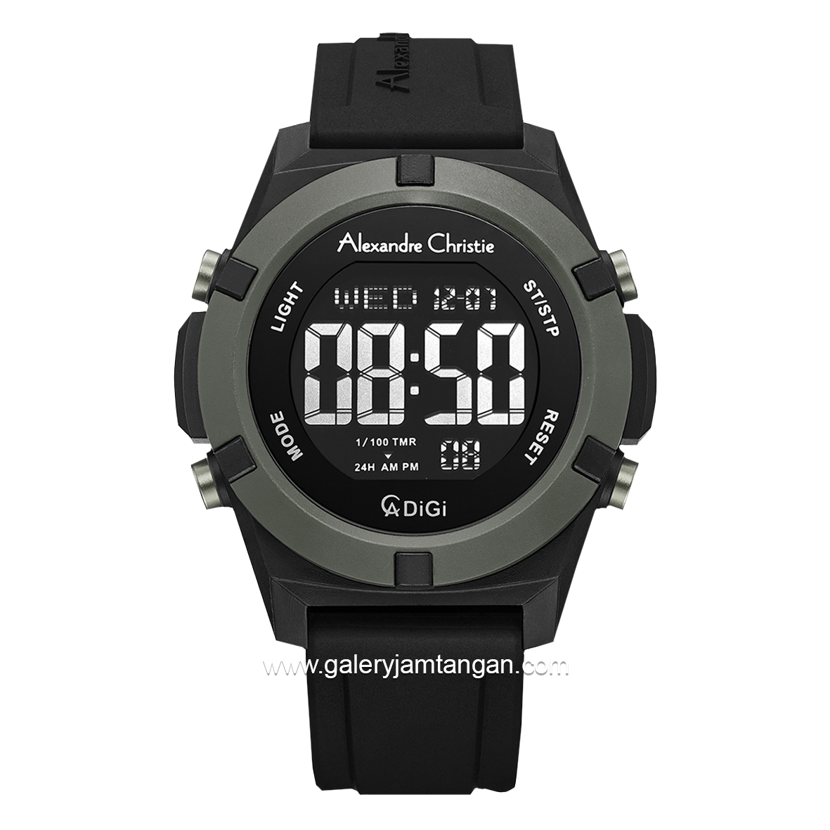 Alexandre Christie AC 9371 MH Black Grey Rubber Strap