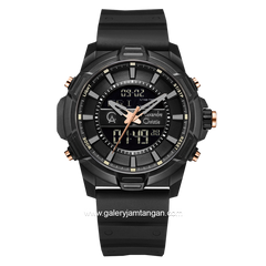 Alexandre Christie Digital AC 9375 MH Men Digital Analog Black Dial Black Rubber Strap