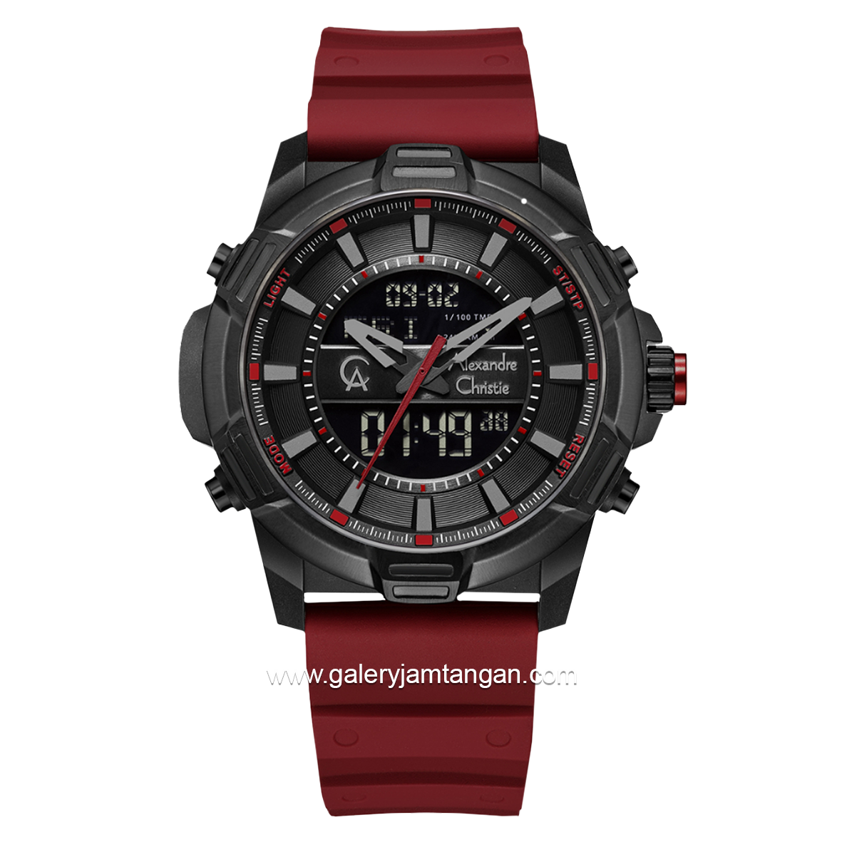 Alexandre Christie Digital AC 9375 MH Men Digital Analog Red Dial Black Rubber Strap