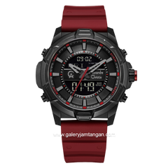 Alexandre Christie Digital AC 9375 MH Men Digital Analog Red Dial Black Rubber Strap