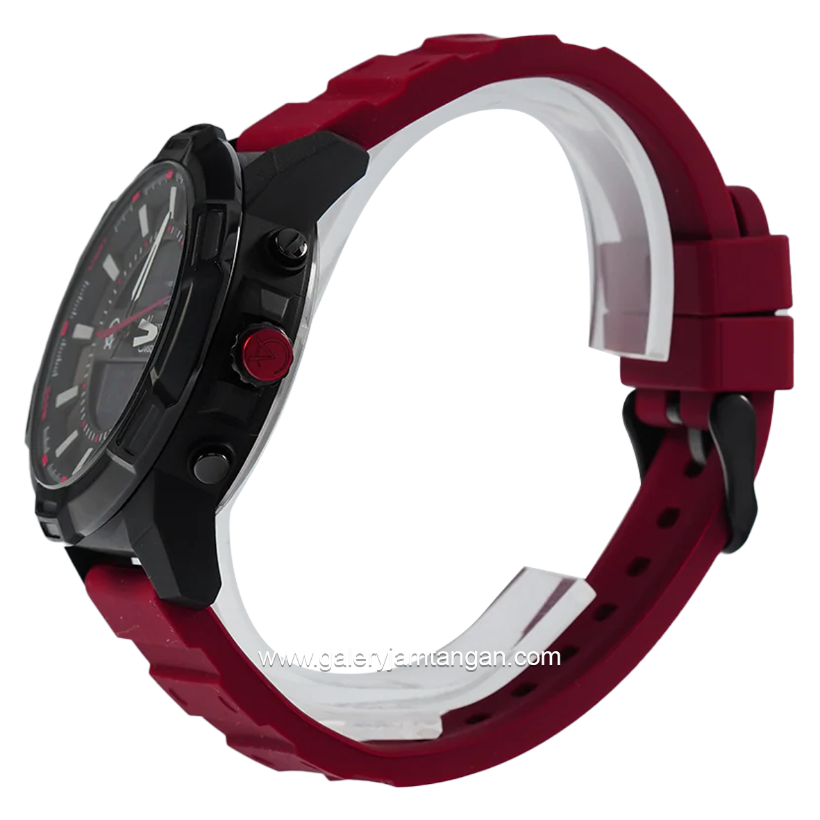 Alexandre Christie Digital AC 9375 MH Men Digital Analog Red Dial Black Rubber Strap