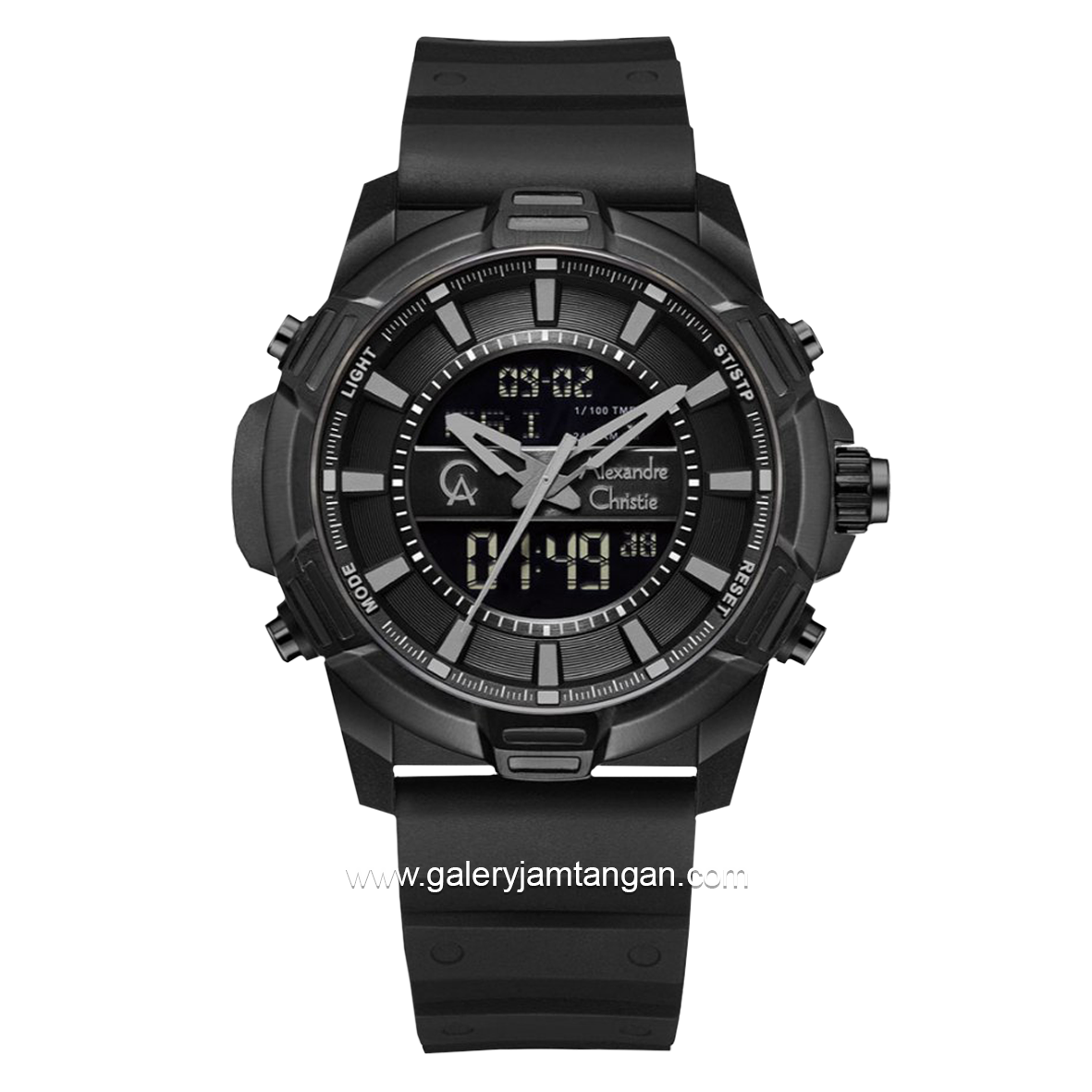 Alexandre Christie Digital AC 9375 MH Men Digital Analog Black Dial Black Rubber Strap