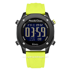 Alexandre Christie AC 9377 MH Yellow Black Rubber Strap
