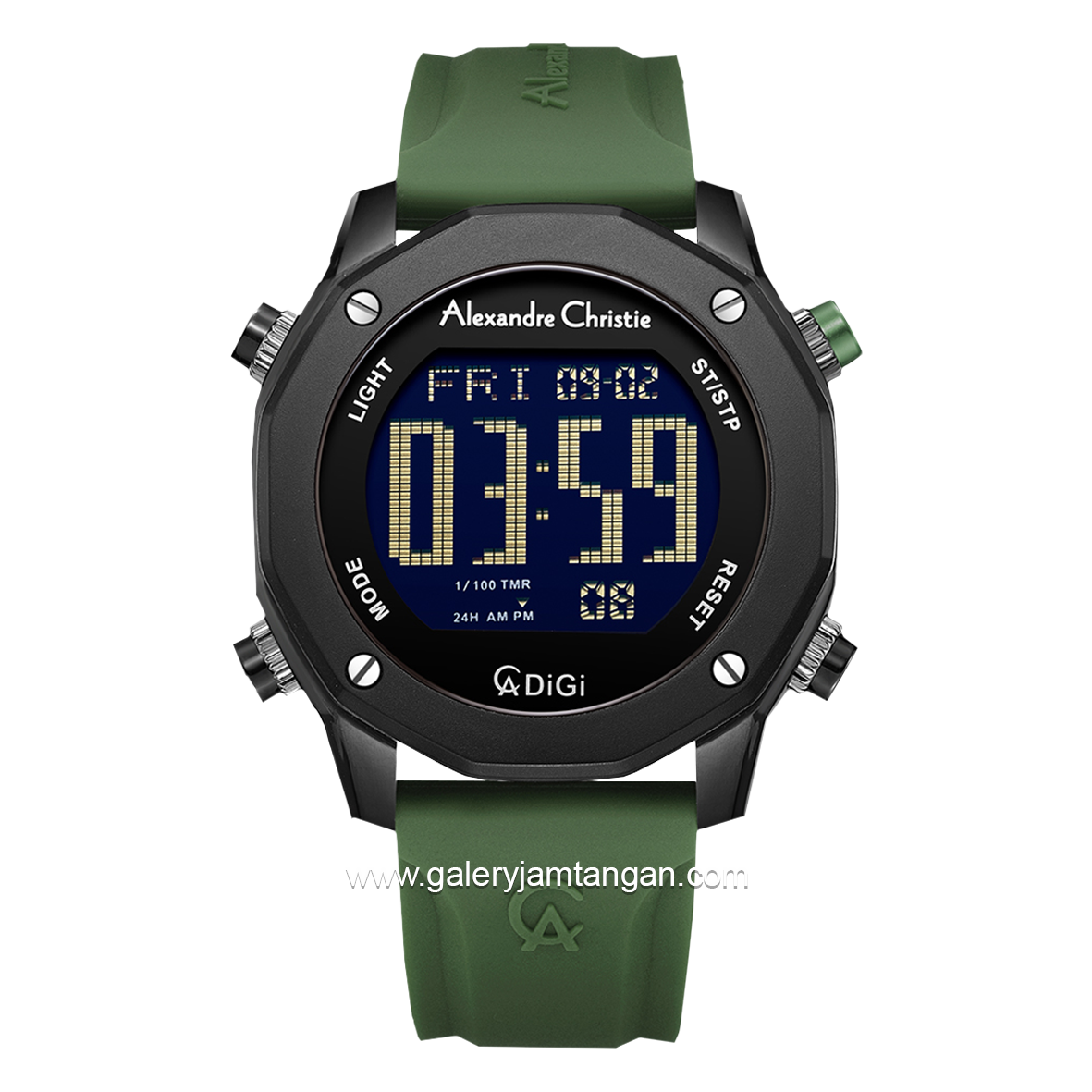 Alexandre Christie AC 9377 MH Army Black Rubber Strap