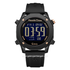 Alexandre Christie AC 9377 MH Black List Rosegold Rubber Strap