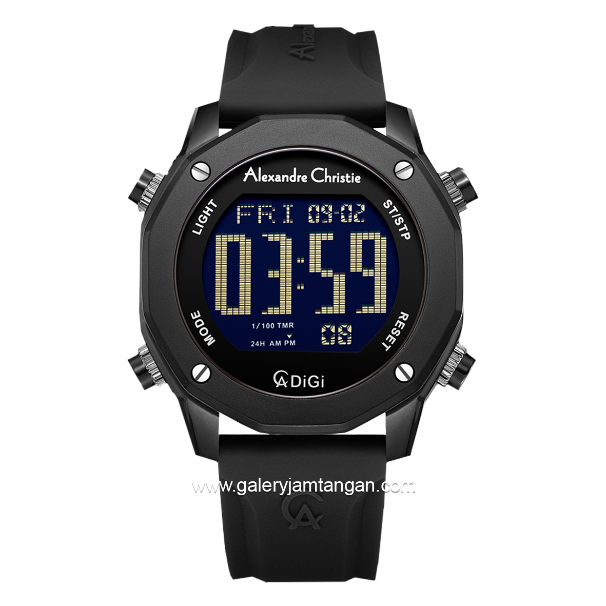 Alexandre Christie AC 9377 MH Full Black Rubber Strap