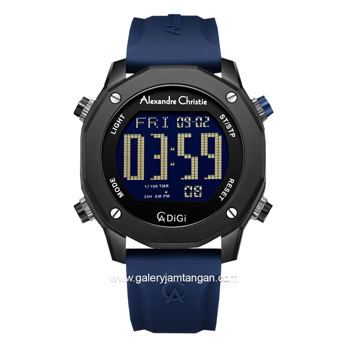 Alexandre Christie AC 9377 MH Blue Black Rubber Strap