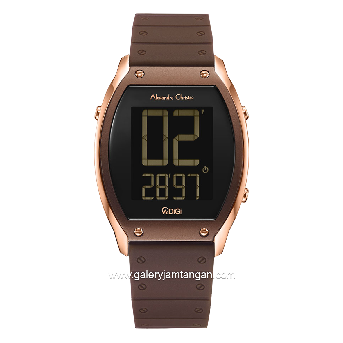 Alexandre Christie  AC 9383 LH Brown Rosegold Rubber Strap