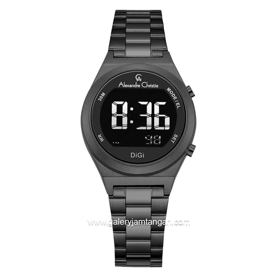 Alexandre Christie AC 9385 LH Black Digital Stainless Steel Strap