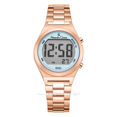 Alexandre Christie AC 9385 LH Rosegold Dial Blue Digital Stainless Steel Strap