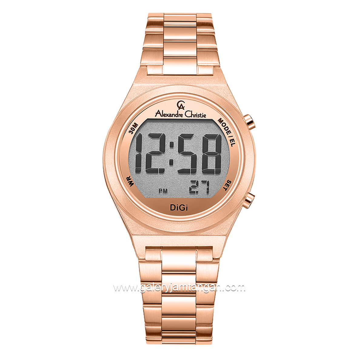 Alexandre Christie AC 9385 LH Rosegold Digital Stainless Steel Strap