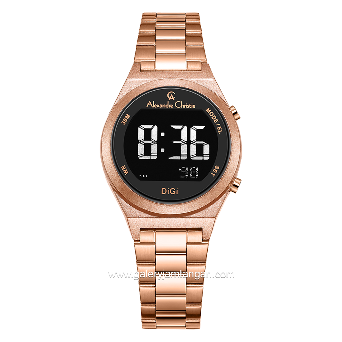 Alexandre Christie AC 9385 LH Rosegold Dial Black Digital Stainless Steel Strap
