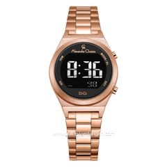 Alexandre Christie AC 9385 LH Rosegold Dial Black Digital Stainless Steel Strap