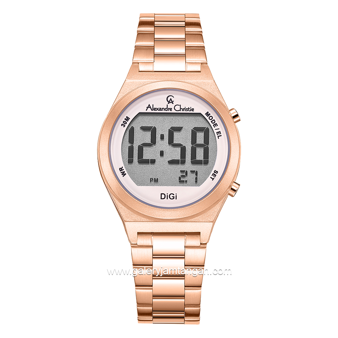 Alexandre Christie AC 9385 LH Rosegold Dial Pink Digital Stainless Steel Strap
