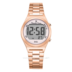 Alexandre Christie AC 9385 LH Rosegold Dial Pink Digital Stainless Steel Strap