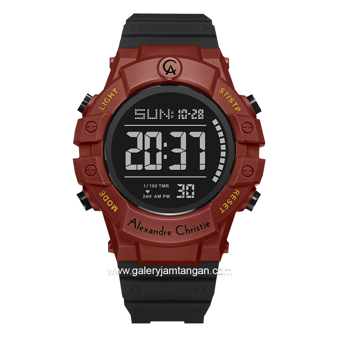 Alexandre Christie AC 9387 MH Black Red Rubber Strap