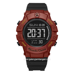Alexandre Christie AC 9387 MH Black Red Rubber Strap
