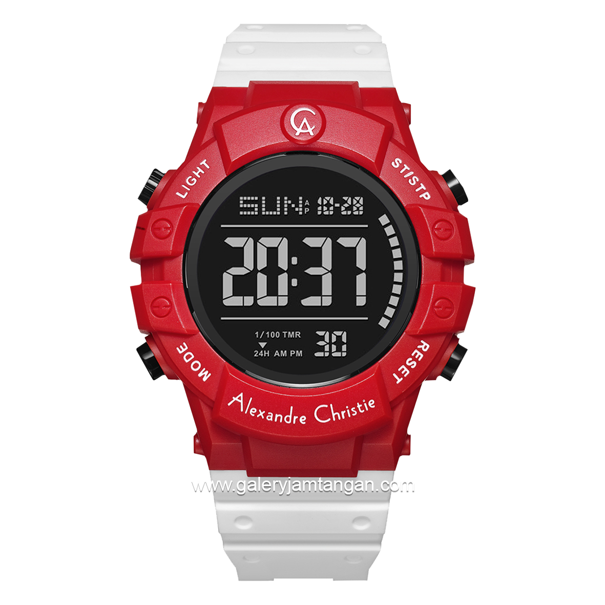 Alexandre Christie AC 9387 MH White Red Rubber Strap