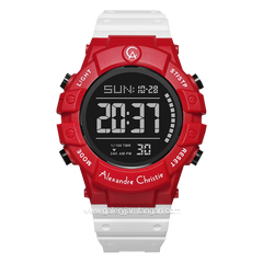 Alexandre Christie AC 9387 MH White Red Rubber Strap