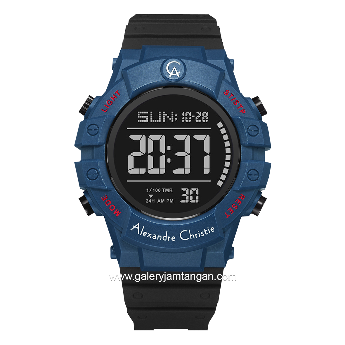 Alexandre Christie AC 9387 MH Black Blue Rubber Strap