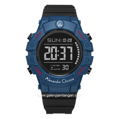Alexandre Christie AC 9387 MH Black Blue Rubber Strap