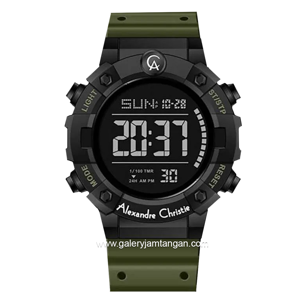 Alexandre Christie AC 9388 MH Army Black Digital Rubber Strap