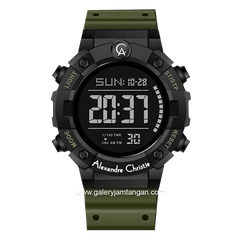 Alexandre Christie AC 9388 MH Army Black Digital Rubber Strap