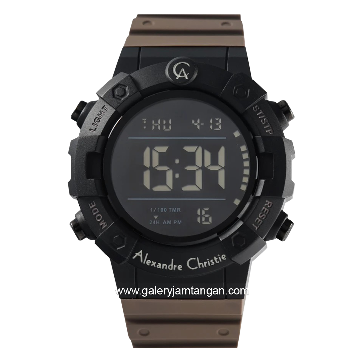 Alexandre Christie AC 9388 MH Brown Black Digital Rubber Strap