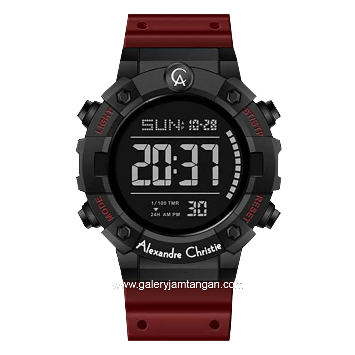 Alexandre Christie AC 9388 MH Red Black Digital Rubber Strap